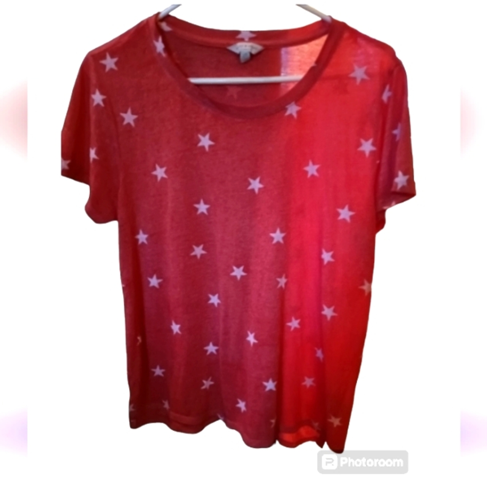 Lucky Brand Short Sleeve Tee Shirt orange with white stars
